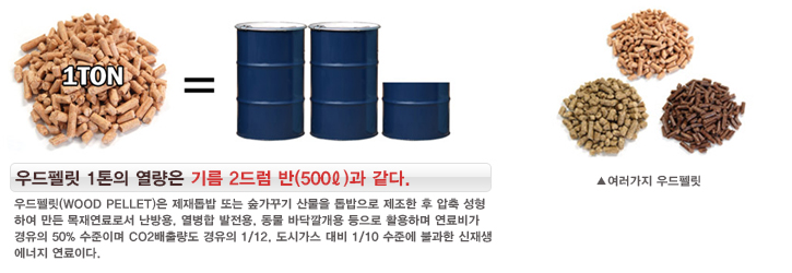 우드펠릿 이용기술

우드펠릿(wood pellet)은 제재톱밥 또는 숲가꾸기 산물을 톱밥으로제조한 후 압축 성형하여 만든 목재연료로서난방용, 열병합 발전용, 동물 바닥깔개용 등으로 활용하며 연료비가 경유의 50% 수준이며 CO2배출량도 경유의 1/12, 도시가스 대비 1/10 수준에 불과한신재생에너지 연료이다.
